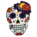 H8395- PAINEL CAVEIRA MEXICANA FUCSIA COM GLITER  41cm  HALLOWEEN 4 MODELOS SORTIDOS