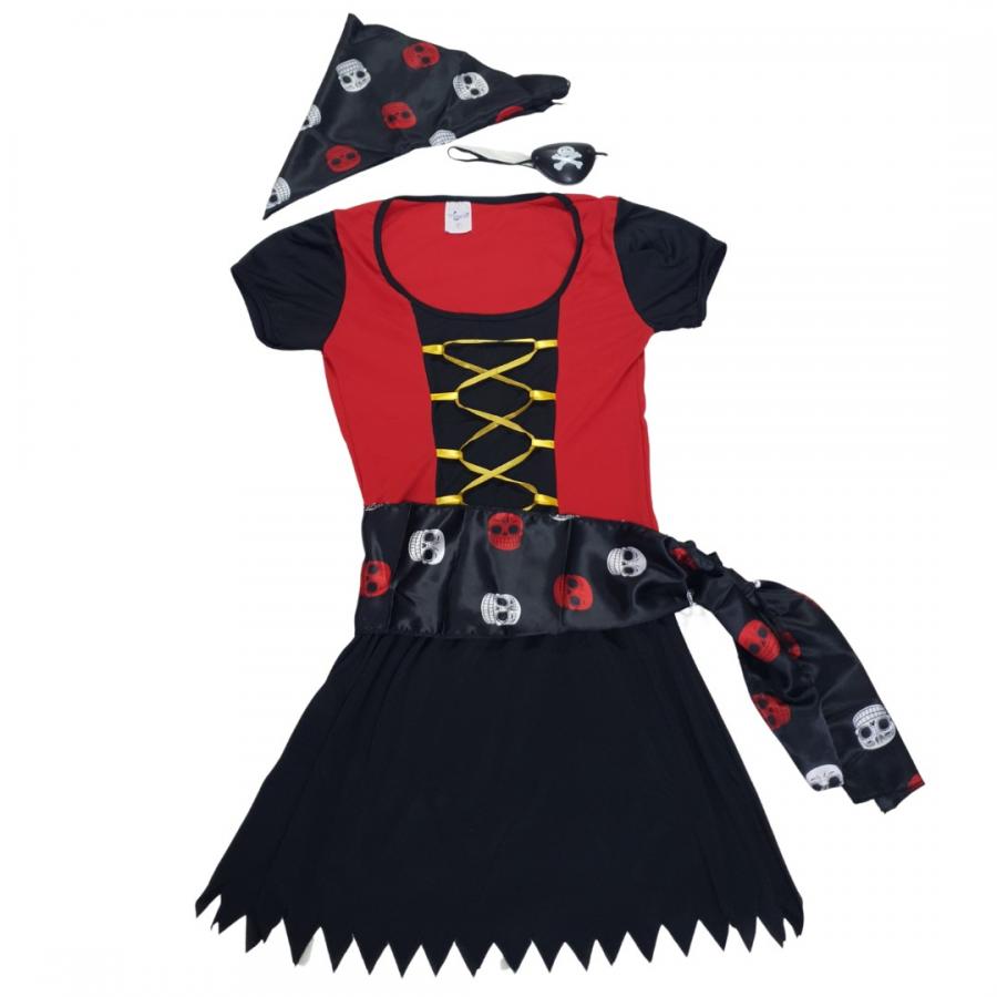 F110/ F111 - Fantasia Pirata Feminina Infantil Vestido 100% Poliéster -  Magedu Comércio e Confecção LTDA