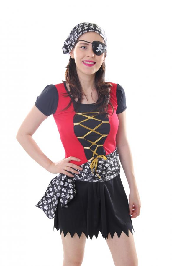 Fantasia Vestido Pirata Feminina Bebê Infantil